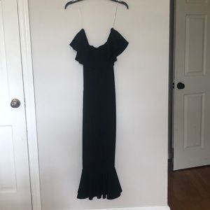 Mermaid Ruffle Off Shoulder Black Dress